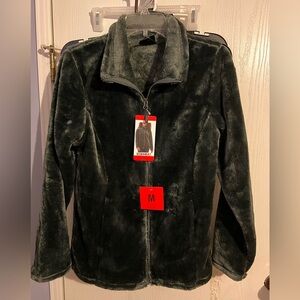 NWT-Dark Green Fleece Zip-Up Jacket size Medium.